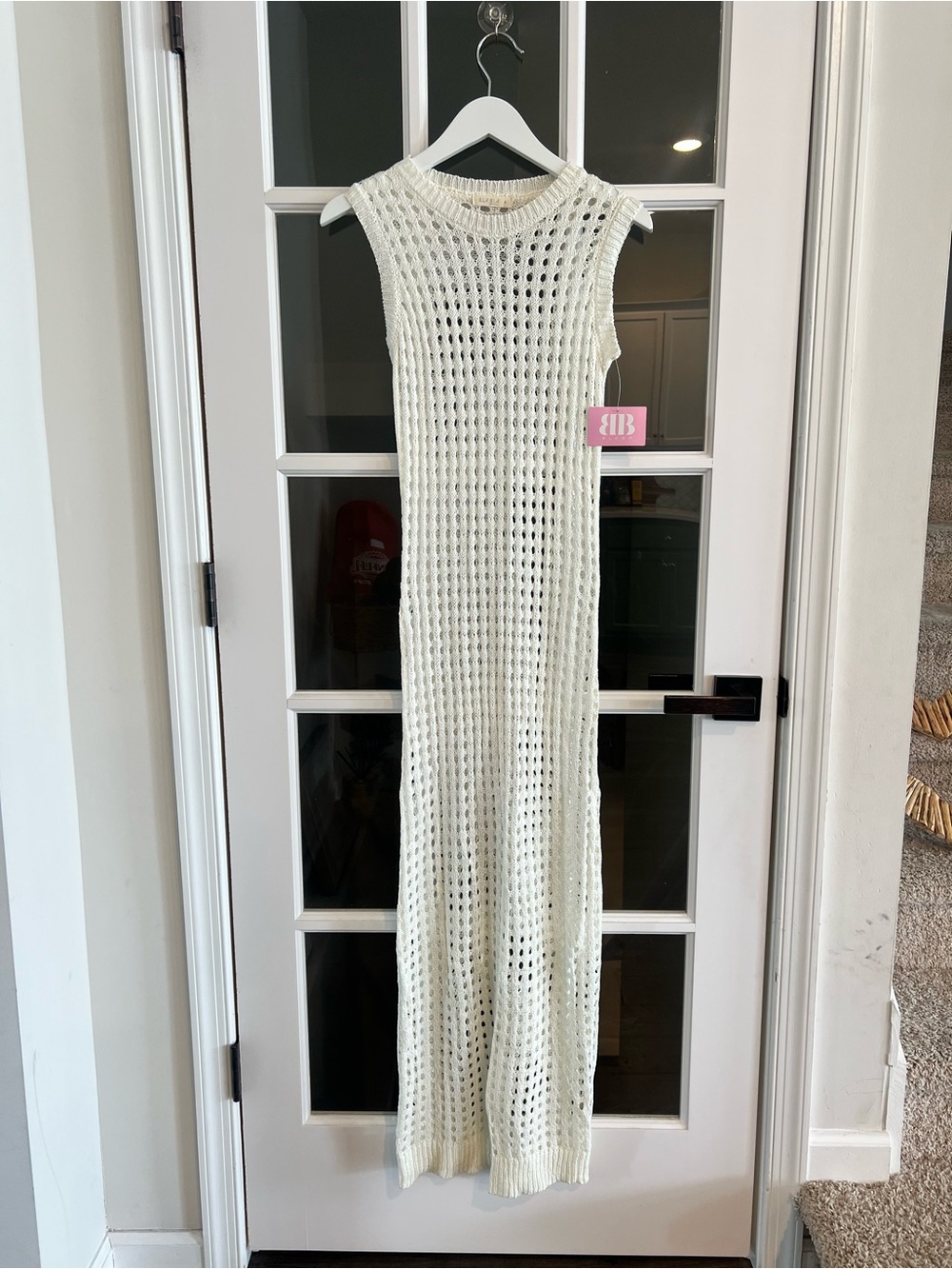 ILLA ILLA Cream Open-Knit Sleeveless Maxi Dress